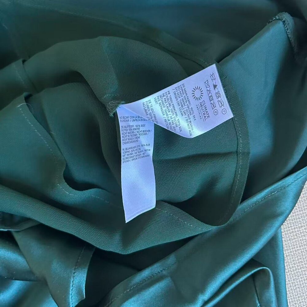 BEST Reformation Oren Silk Dress Small Forest Deep Green Party Cocktail Scarf - Picture 8 of 9